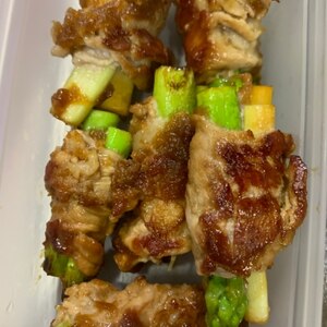 アスパラの豚肉巻き。にんにく風味